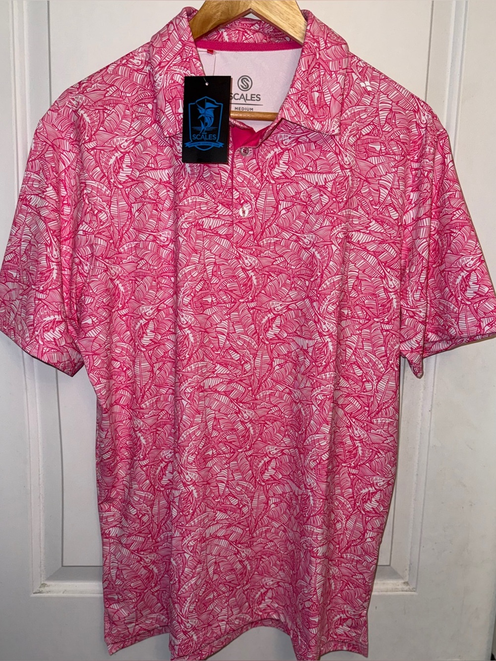 SCALES NWT "Banaza" Tropical Print Performance Polo Shirt